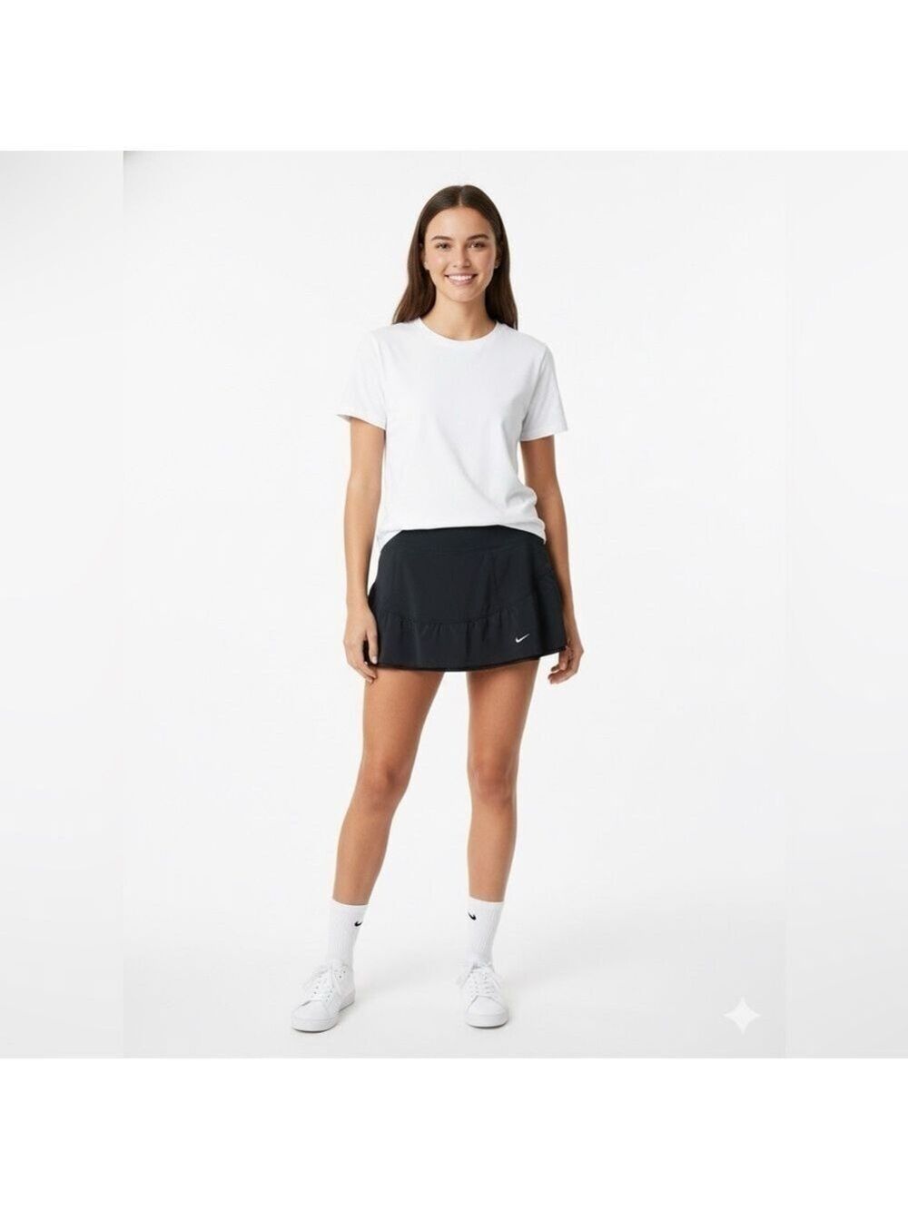 NIKE Dri-Fit Short Black Ruffle Hem Skort US Sz L